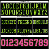 Custom Black Pink-Neon Green Mesh Authentic Football Jersey