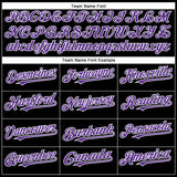 Custom Black Purple=White Authentic Baseball Jersey