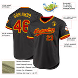 Custom Black Red-Gold Authentic Throwback Baseball Jersey
