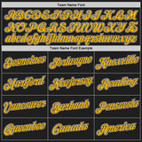 Custom Black Gold-White Authentic Throwback Basketball Jersey