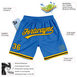 Custom Blue Gold-Black Authentic Throwback Basketball Shorts