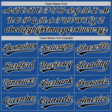 Custom Blue Black-White Authentic Throwback Baseball Jersey