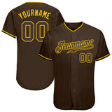 Custom Brown Brown-Gold Authentic Baseball Jersey