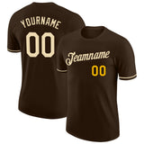 Custom Brown Cream-Gold Performance T-Shirt