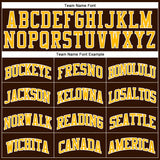 Custom Brown White Pinstripe Gold Authentic Basketball Jersey