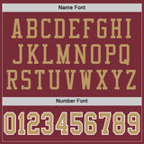 Custom Burgundy Old Gold-White Mesh Authentic Throwback Football Jersey