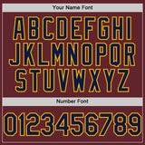 Custom Burgundy Navy-Gold Performance T-Shirt