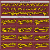 Custom Burgundy Yellow-Black Authentic Baseball Jersey