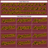 Custom Burgundy Black-Gold Authentic Baseball Jersey