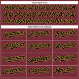 Custom Burgundy Black-Old Gold Authentic Baseball Jersey