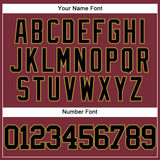 Custom Burgundy Black-Old Gold Authentic Baseball Jersey