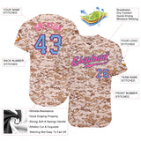 Custom Camo Powder Blue-Pink Authentic Salute To Service Baseball Jersey