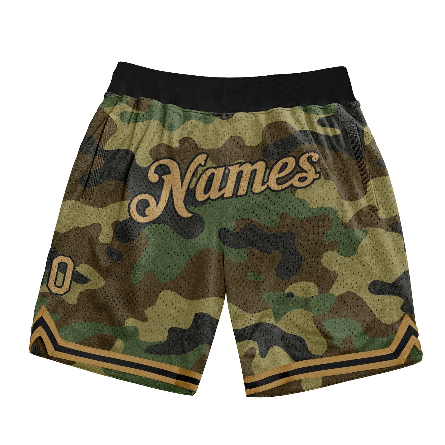 Custom Camo Old Gold-Black Authentic Salute To Service Basketball Shorts
