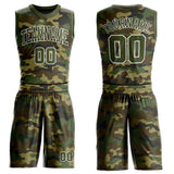 Custom Camo Olive-White Round Neck Sublimation Salute To Service Basketball Suit Jersey