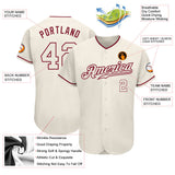 Custom Cream Cream-Crimson Authentic Baseball Jersey