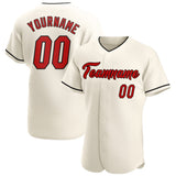 Custom Cream Red-Black Authentic Baseball Jersey