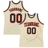 Custom Cream Black-Orange Authentic Throwback Basketball Jersey