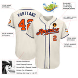 Custom Cream Orange-Navy Authentic Baseball Jersey
