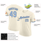 Custom Cream Light Blue-Steel Gray Performance T-Shirt