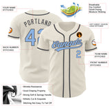 Custom Cream Light Blue-Steel Gray Authentic Baseball Jersey