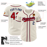 Custom Cream Red-Navy Authentic Baseball Jersey