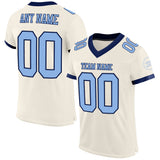 Custom Cream Light Blue-Navy Mesh Authentic Football Jersey