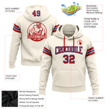 Custom Stitched Cream Red-Royal Football Pullover Sweatshirt Hoodie