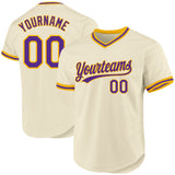Custom Cream Purple-Gold Authentic Throwback Baseball Jersey