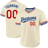 Custom Cream Red Royal-White Authentic Throwback Baseball Jersey