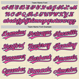 Custom Cream Pink Black-Light Blue Authentic Throwback Baseball Jersey