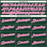 Custom Women's Green Pink-White V-Neck Cropped Baseball Jersey