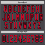 Custom Steel Gray Red-Black Hockey Jersey