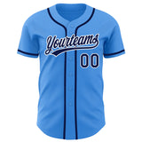 Custom Electric Blue Navy-White Authentic Baseball Jersey