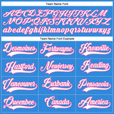 Custom Powder Blue White-Pink Hockey Lace Neck Jersey