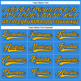 Custom Powder Blue Gold-Navy Hockey Lace Neck Jersey