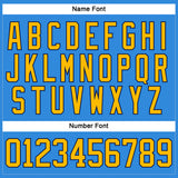 Custom Powder Blue Gold-Navy Hockey Lace Neck Jersey