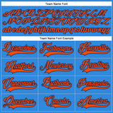 Custom Powder Blue Orange-Navy Hockey Lace Neck Jersey