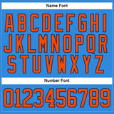 Custom Powder Blue Orange-Navy Hockey Lace Neck Jersey