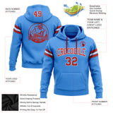 Custom Stitched Powder Blue Red-White Football Pullover Sweatshirt Hoodie