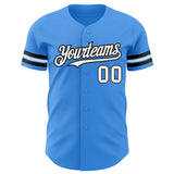 Custom Electric Blue White-Black Authentic Baseball Jersey