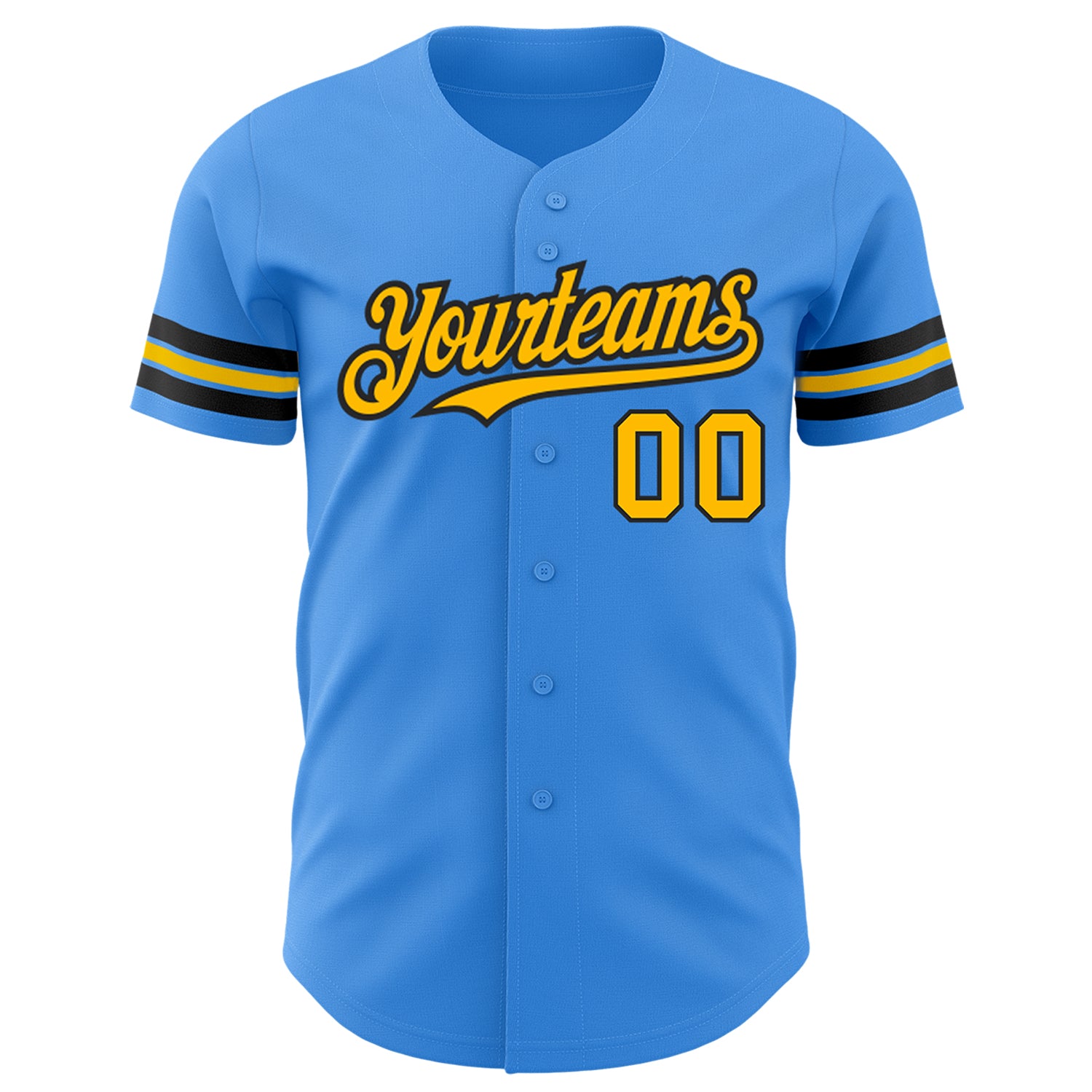 Custom Electric Blue Gold-Black Authentic Baseball Jersey