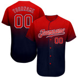 Custom Navy Red-White Authentic Fade Fashion Baseball Jersey