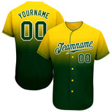 Custom Yellow Green-White Authentic Fade Fashion Baseball Jersey