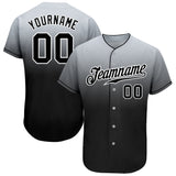 Custom Gray Black-White Authentic Fade Fashion Baseball Jersey