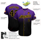 Custom Purple Black-Gold Authentic Fade Fashion Baseball Jersey