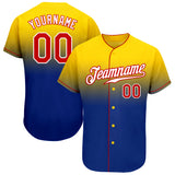Custom Yellow Red-Royal Authentic Fade Fashion Baseball Jersey