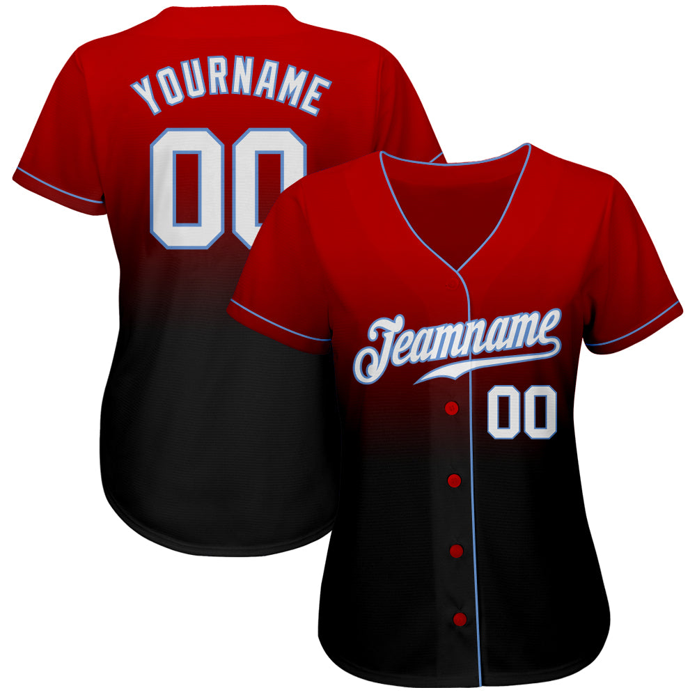 Custom Red White-Black Authentic Fade Fashion Baseball Jersey