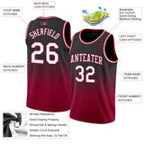 Custom Black White-Maroon Authentic Fade Fashion Basketball Jersey