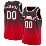 Custom Black White-Red Authentic Fade Fashion Basketball Jersey