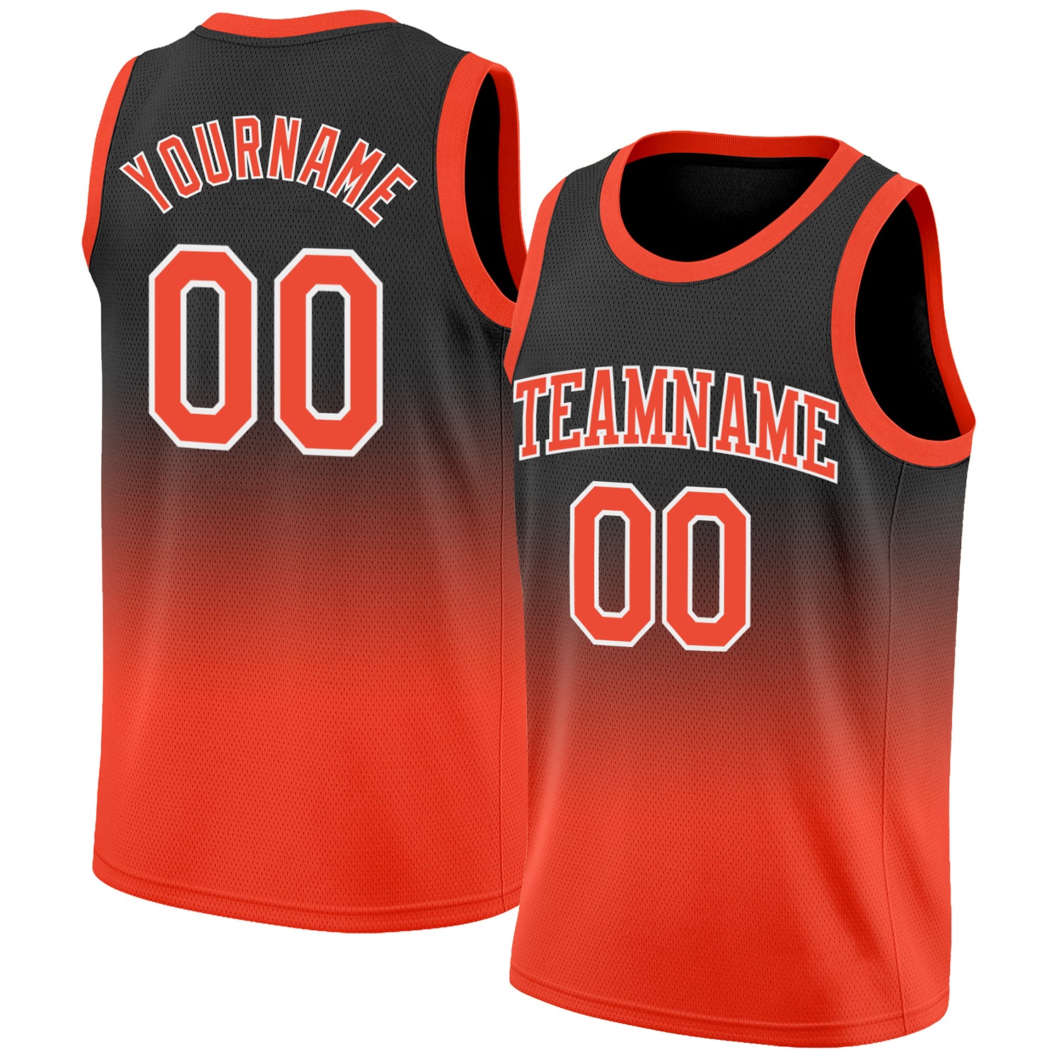 Custom Black Orange-White Authentic Fade Fashion Basketball Jersey